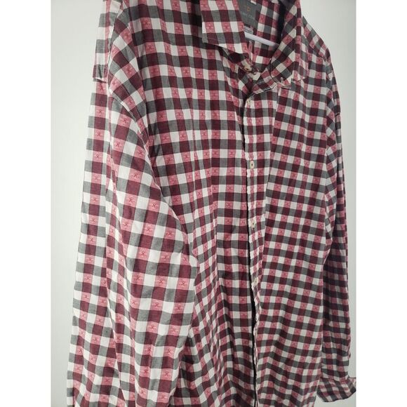 Thomas Dean Men's Farmhouse Checkered Plaid Button Down Dress Shirt Size XXL 2XB - Picture 1 of 9